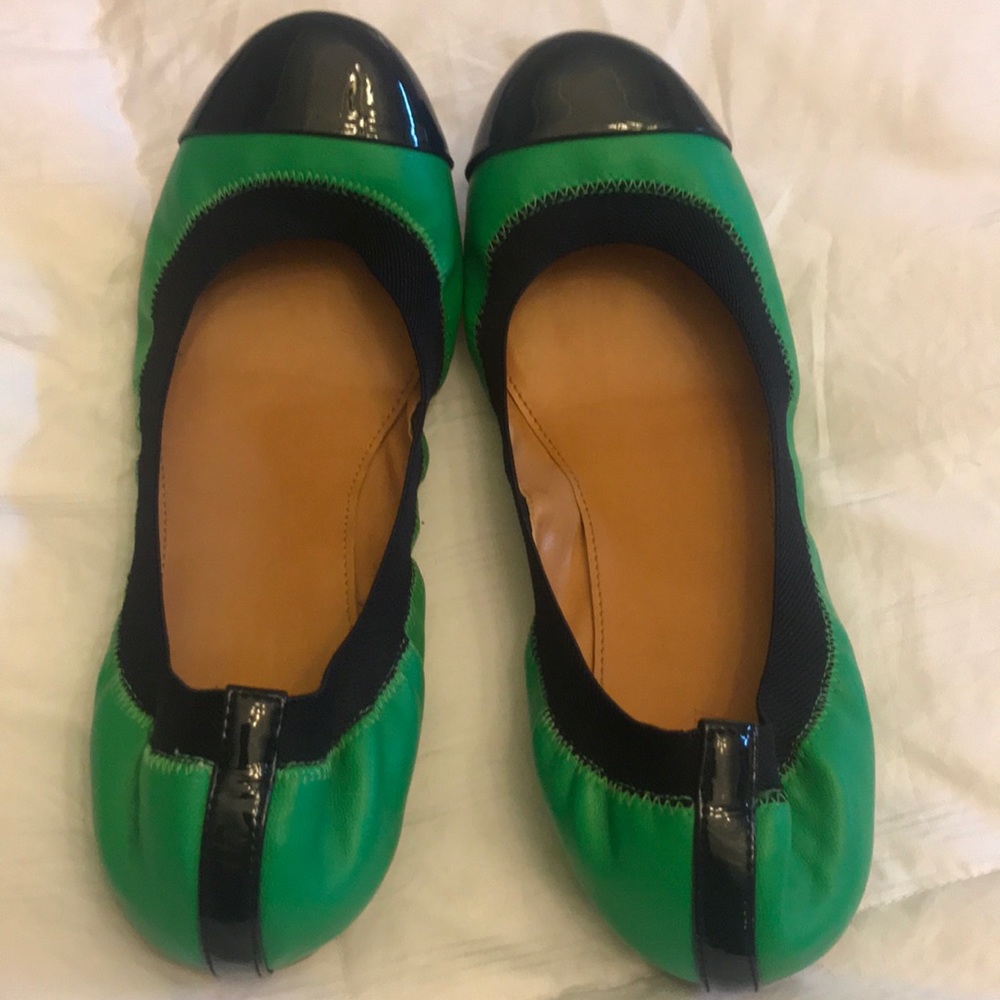 J.Crew 8.5 Ballet Flats. Green/Navy